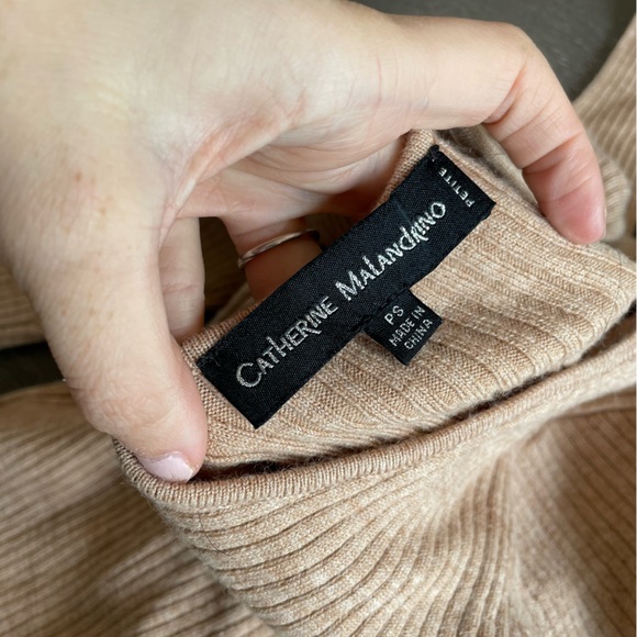 Catherine Malandrino Knit Sweater Top S Beige Tan Brown - Picture 5 of 9